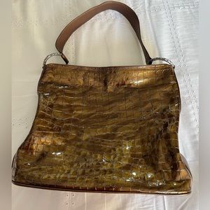 Brighton Bronze Patent Leather Shiny Shoulder Bag Purse